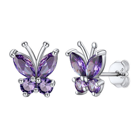 amethyst butterfly earrings