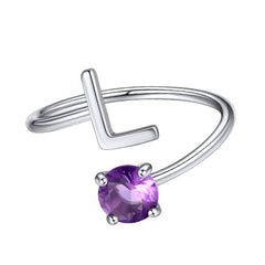 custom initial ring with birthstone