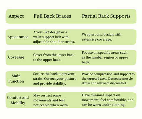 Fivali back brace differences - Guide