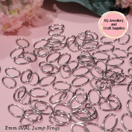 8mm Silver Jump Rings 18 Gauge Stainless Steel - 100pcs 8mm x 1mm