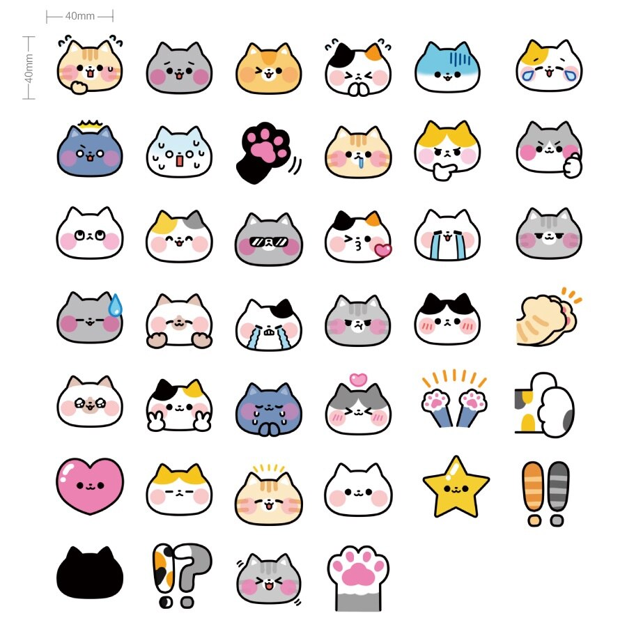 Kawaii Little Cat Waterproof Stickers, Cute Cat Stickers