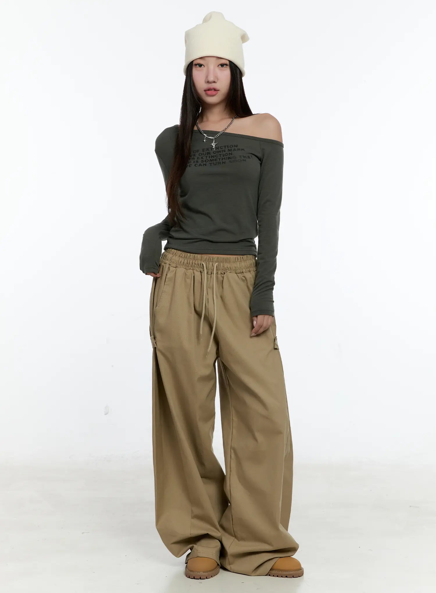 Side Button Wide Leg Pants CS517