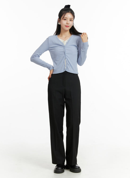 Buy STOP Navy Solid Polyester Tailored Fit Women's Trousers | Shoppers Stop