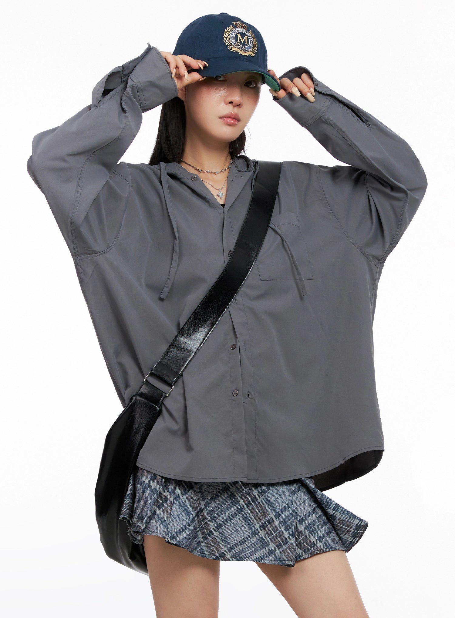 Oversized Button Up Hoodie Jacket IS508