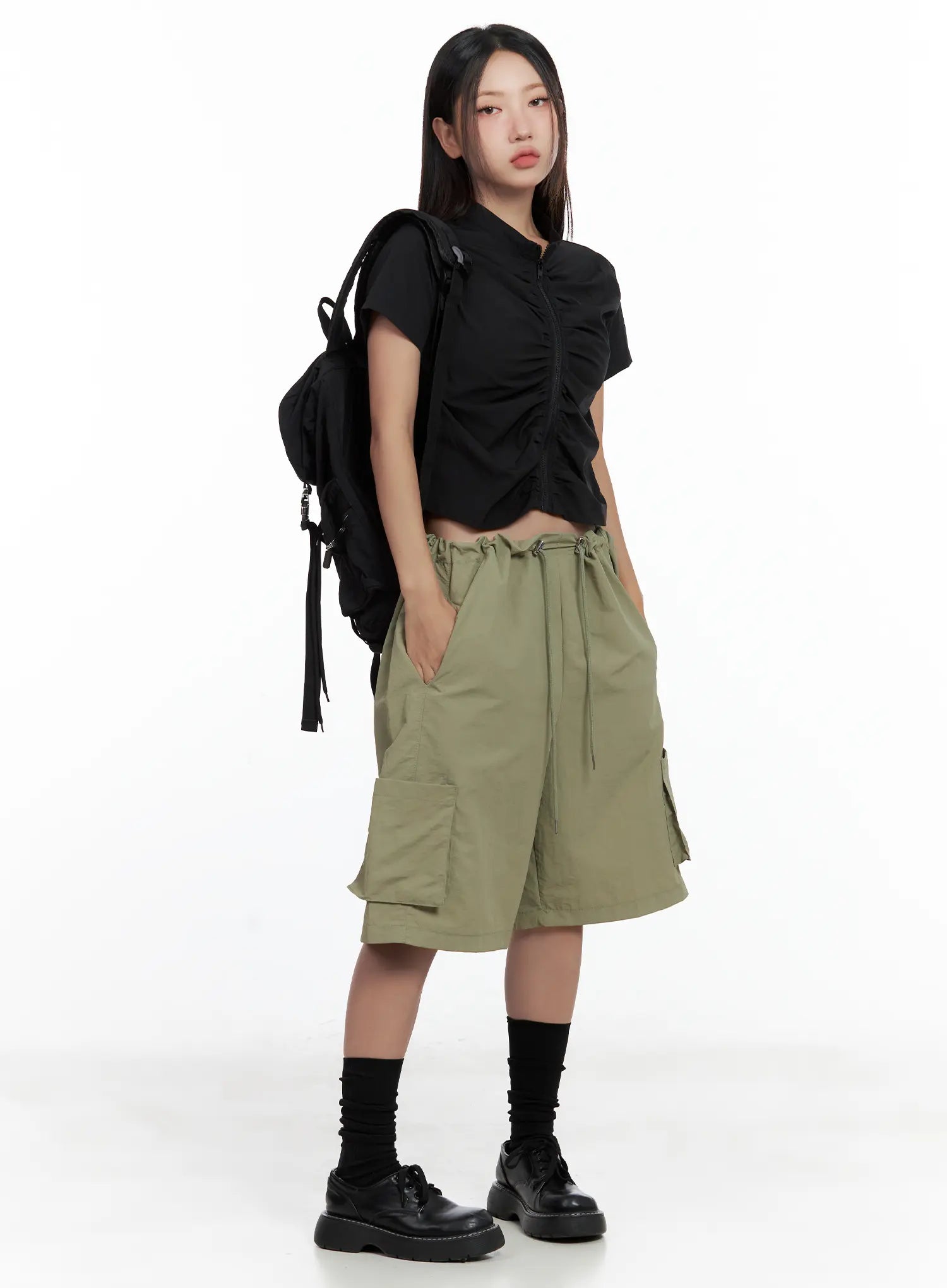 Nylon Cargo Bermuda Shorts CL509