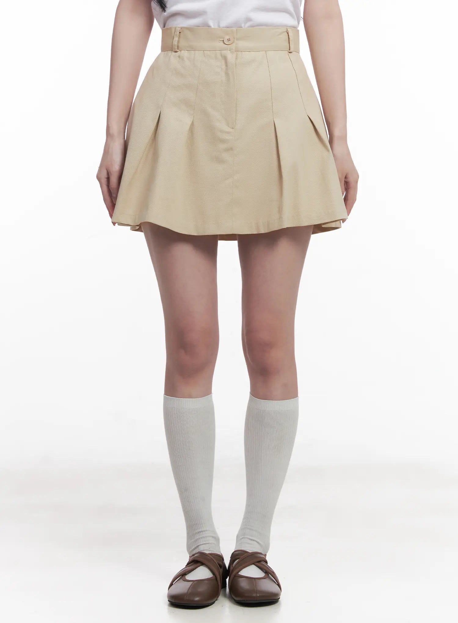 Solid Pleated Mini Skirt CU523