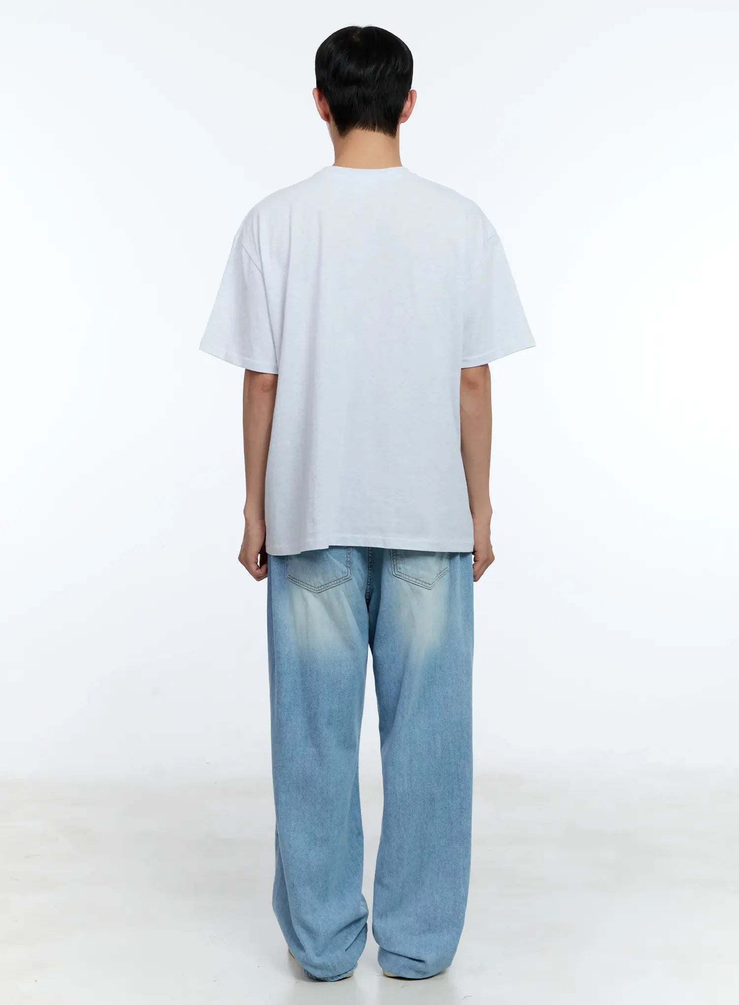 Men's Washed Wide Denim Pants IL517