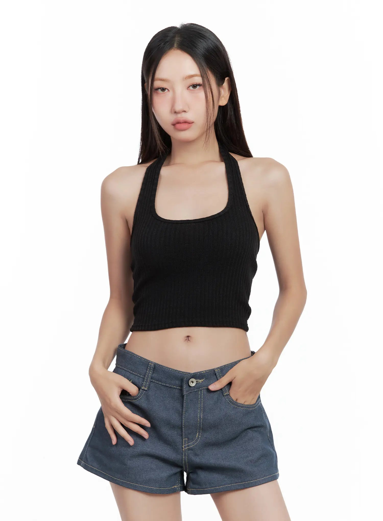 Ribbed Halter Crop Top CL509
