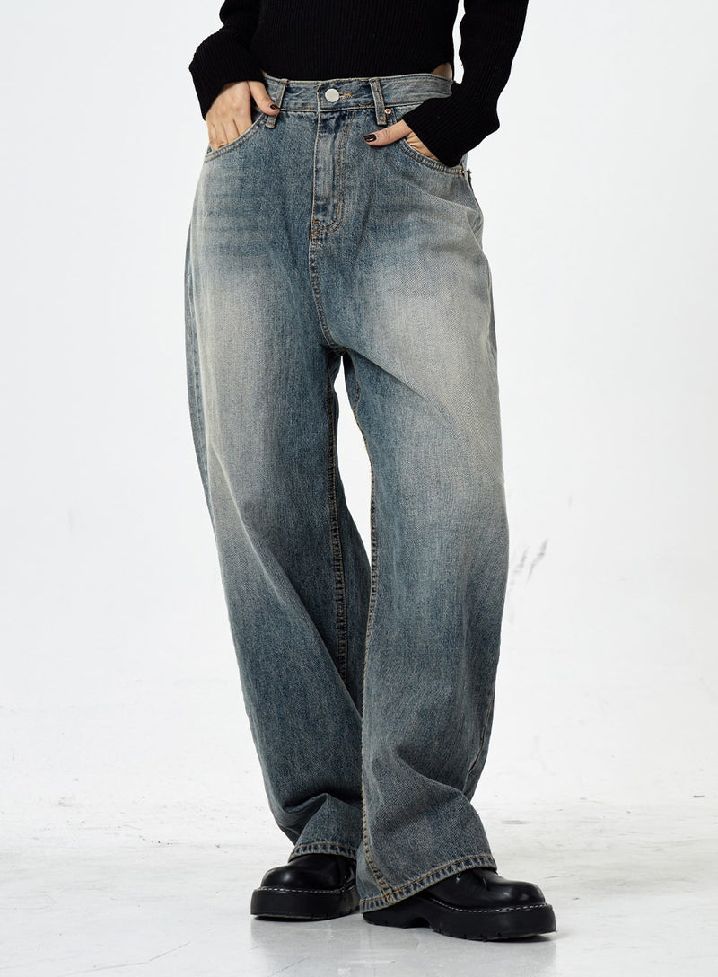 Wide Washed Jeans CS06 - Lewkin