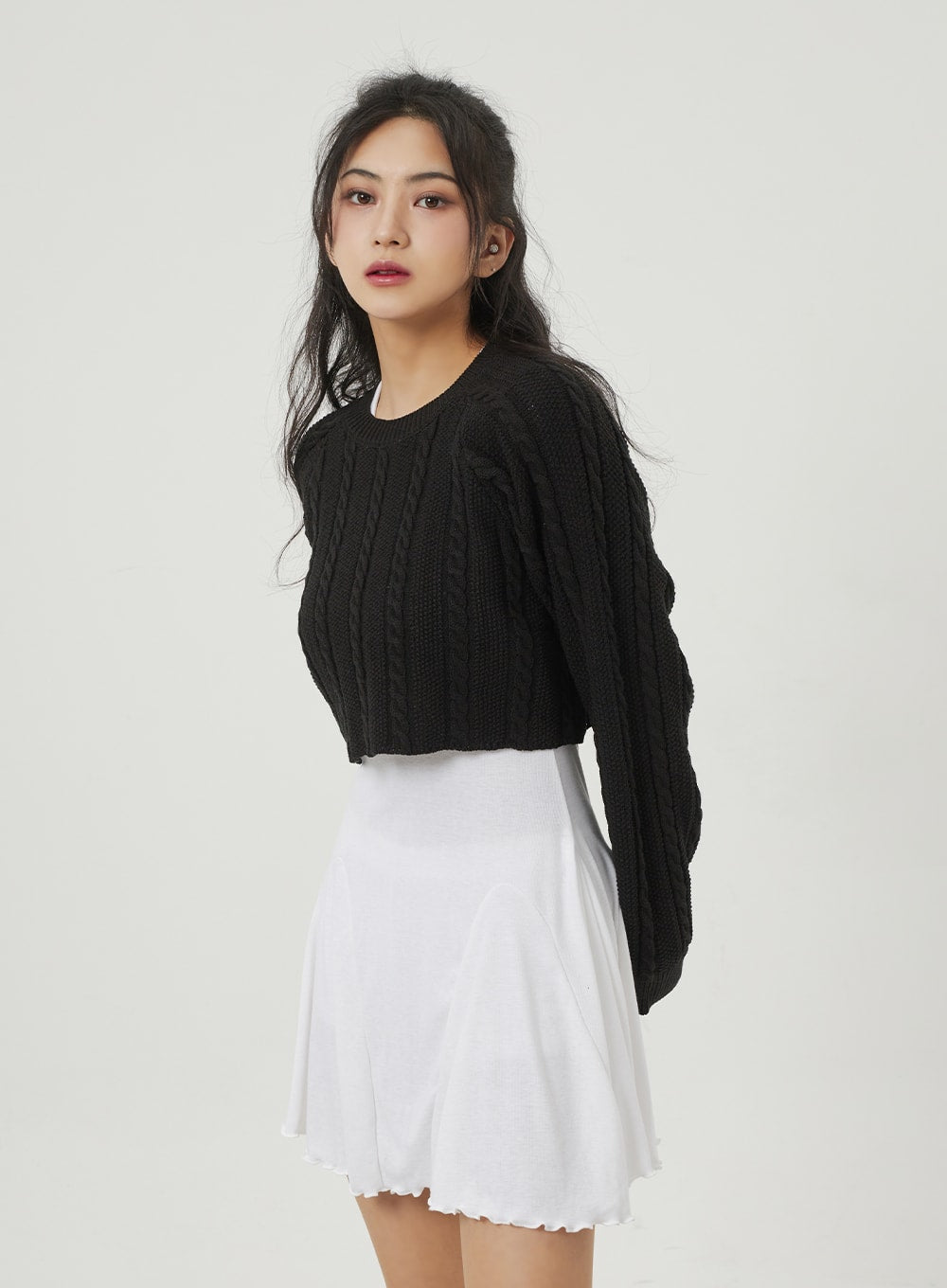 Cable Knit Cropped Sweater BF323