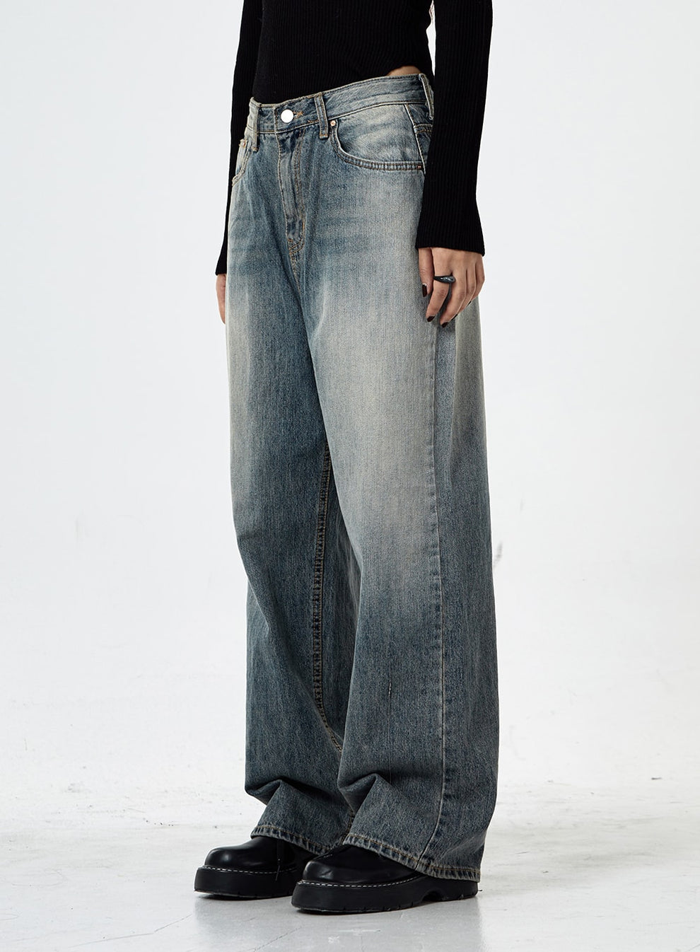 Wide Washed Jeans CS06 - Lewkin