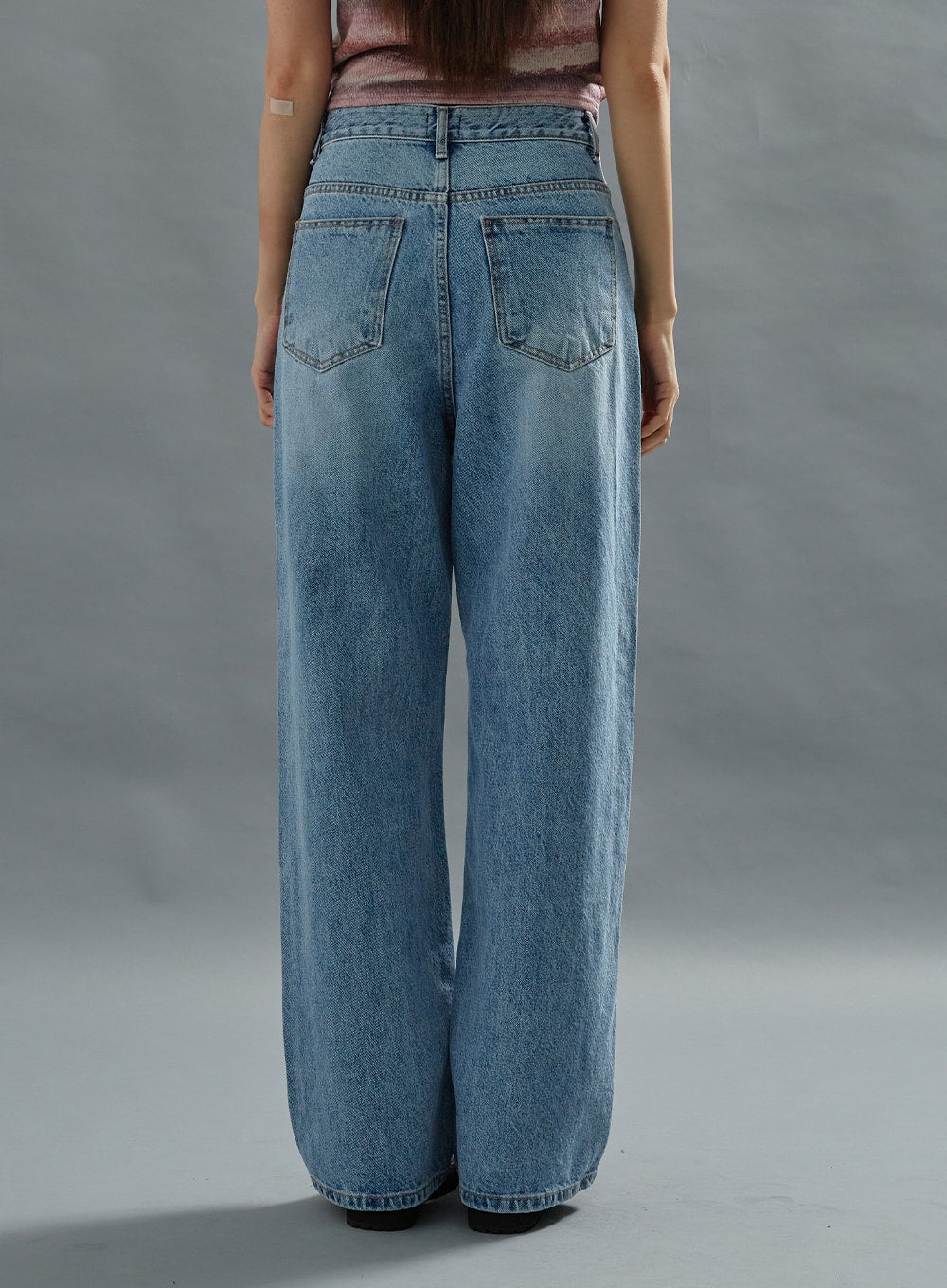 Washed Wide Denim Pants CU26 - Lewkin