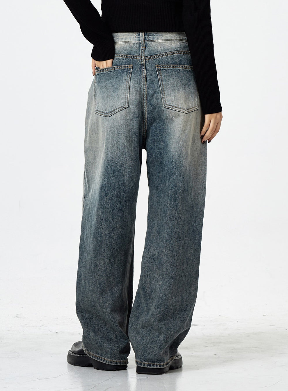 Wide Washed Jeans CS06 - Lewkin