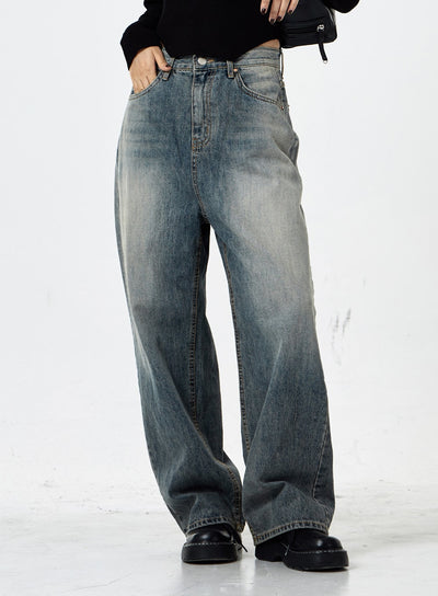 Wide Washed Jeans CS06 - Lewkin