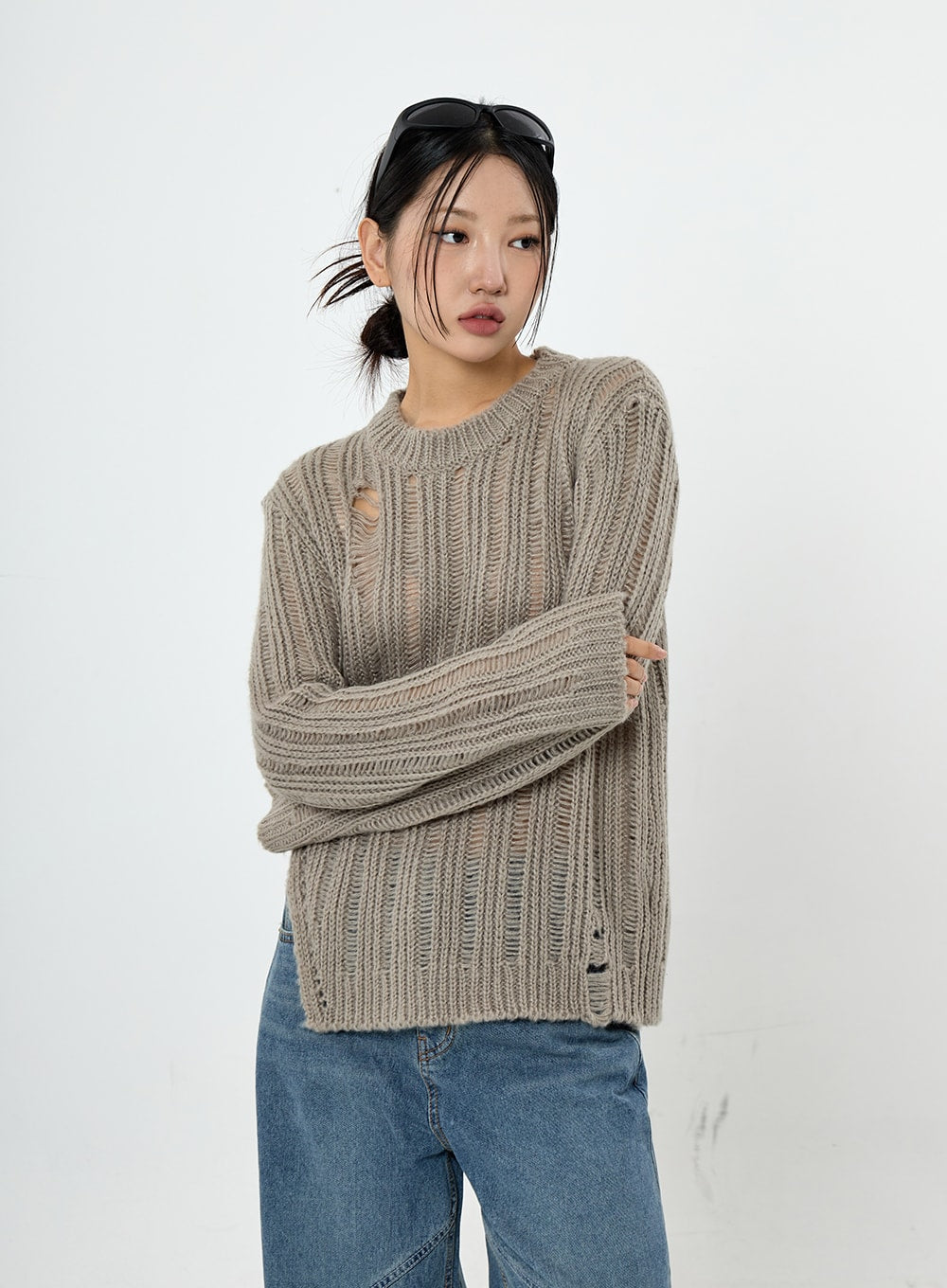 アウター ジャケット muguet over sheer mix knit - 通販 - qualhouse.pt