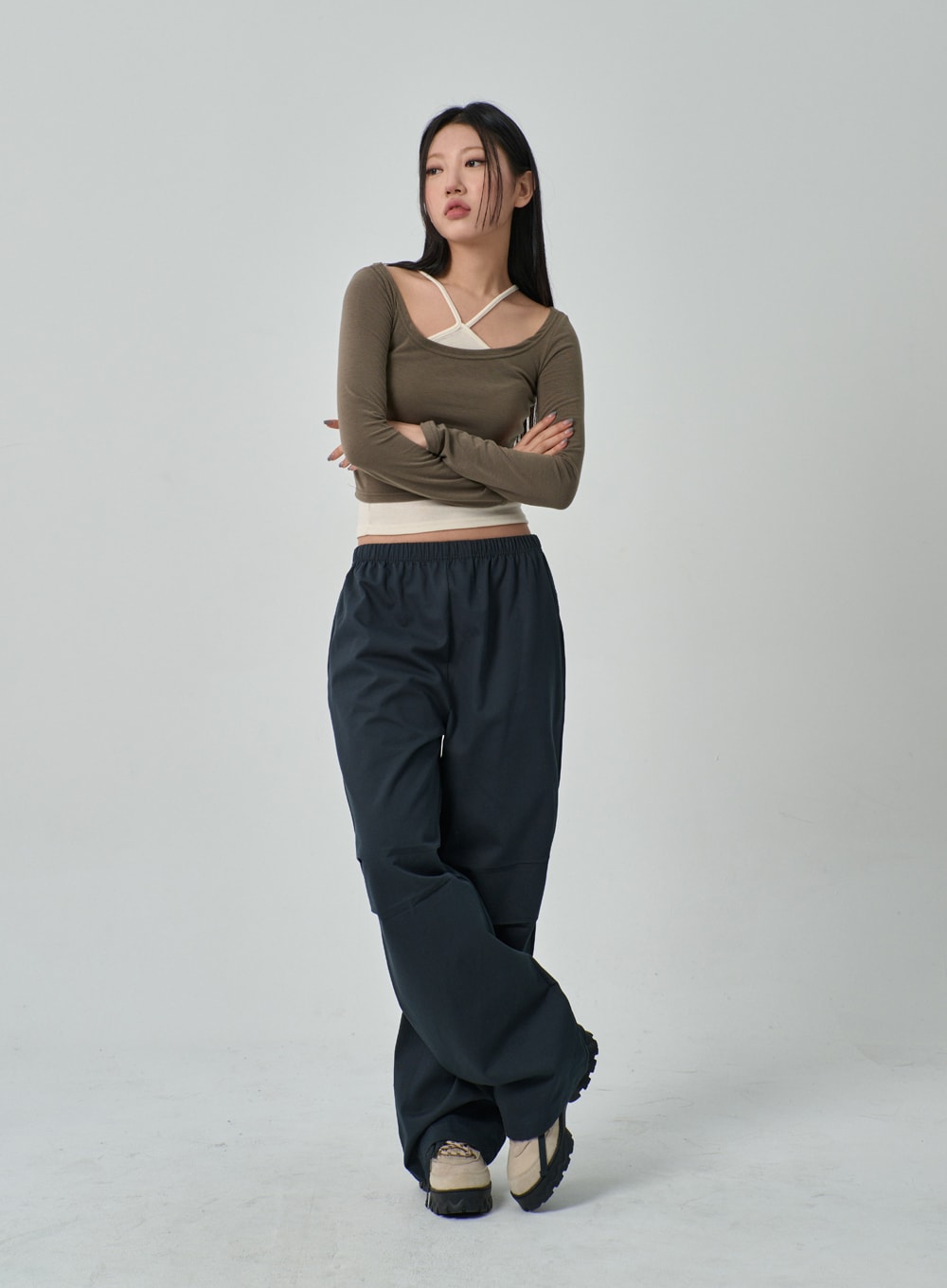 Drawstring Wide Track Pants IF314