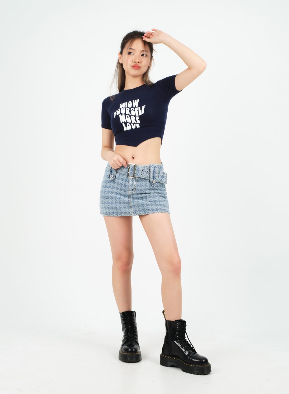 Low-Rise Micro Mini Skirt with Belt Set CM02 - Lewkin