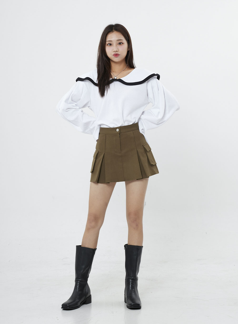 Pleated Cargo Mini Skirt BO13 - Lewkin