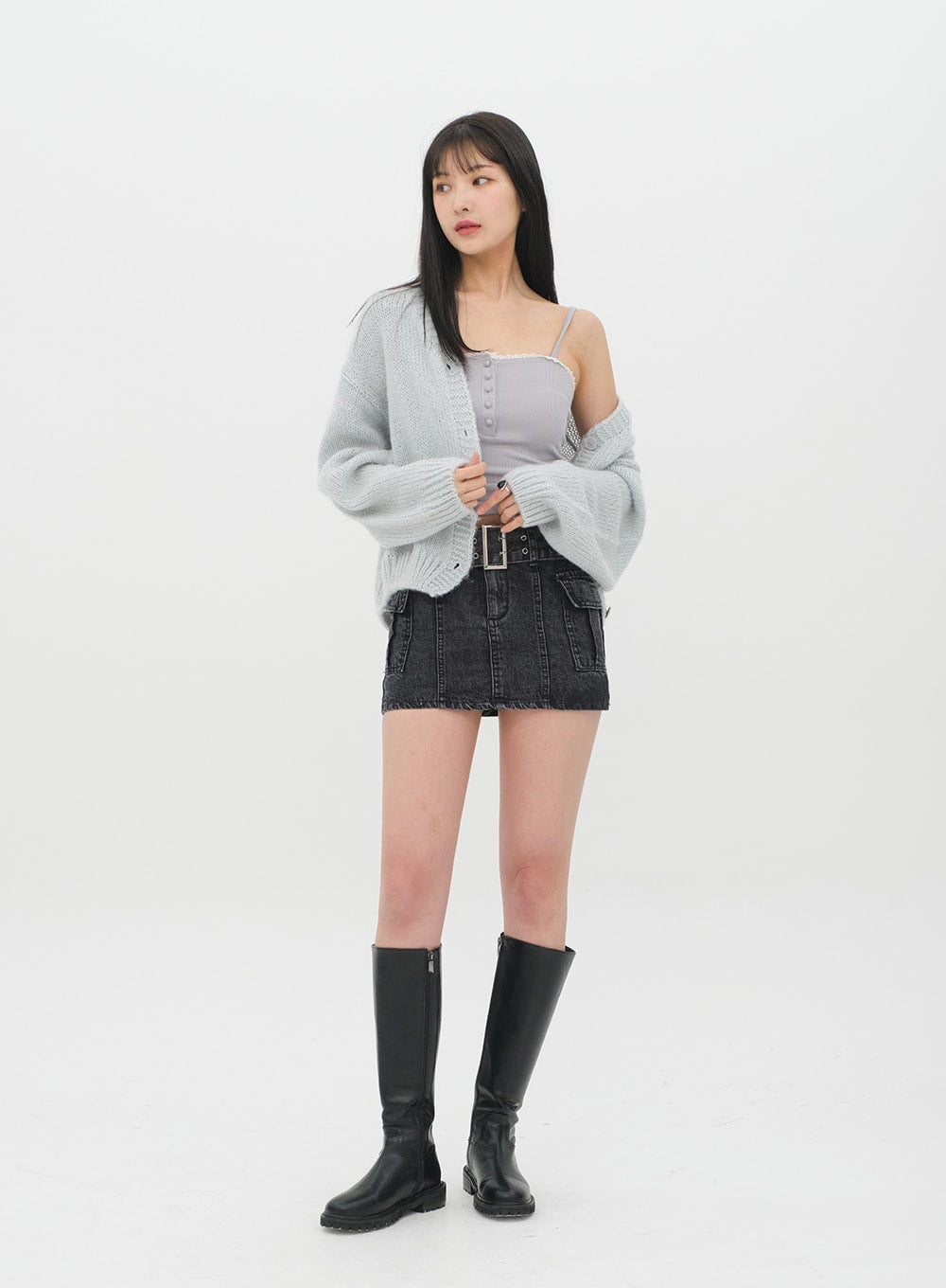 Denim Mini Skirt J21 - Lewkin