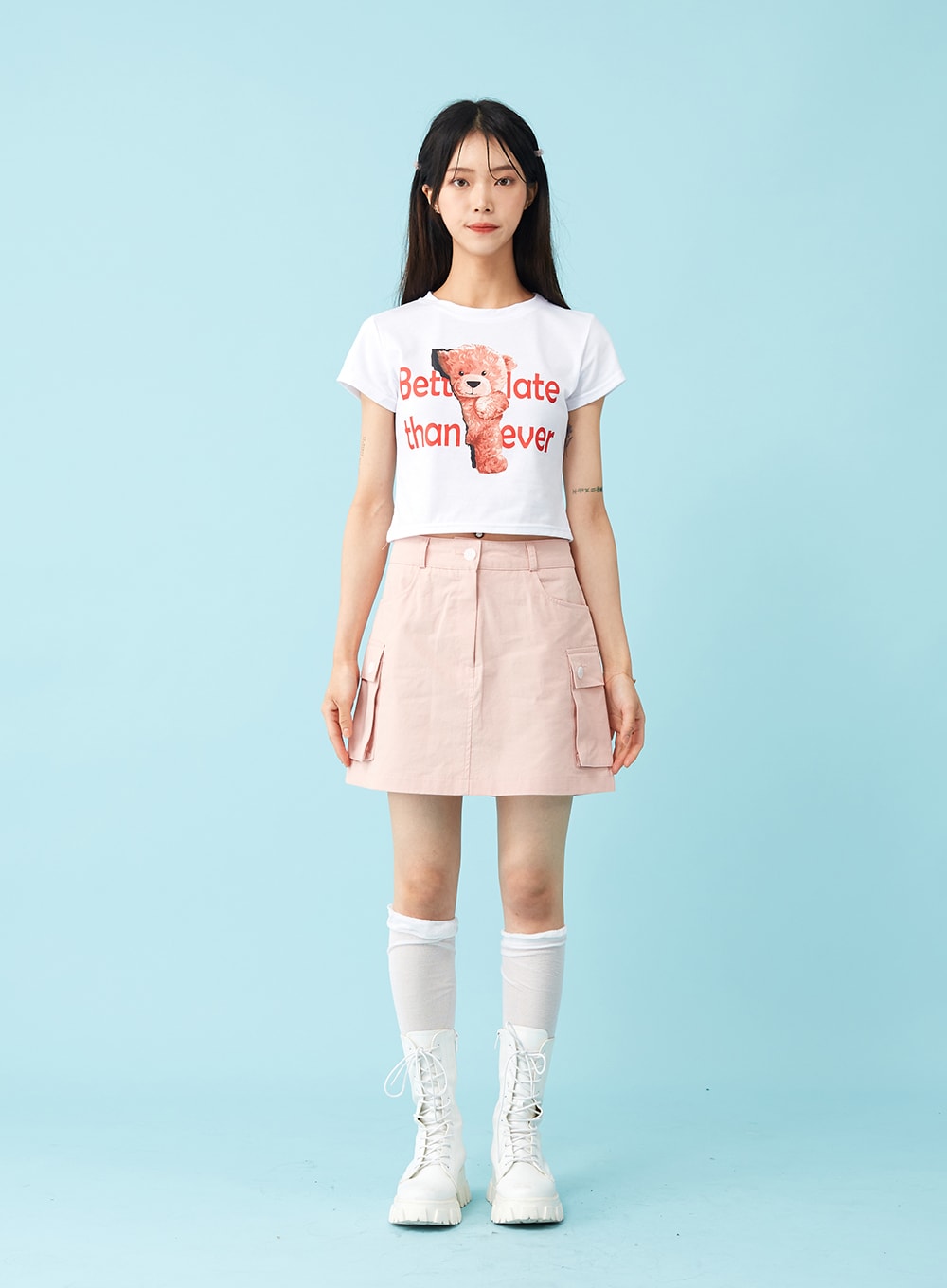 Teddy Bear Lettered Crop Top BU18 - Lewkin