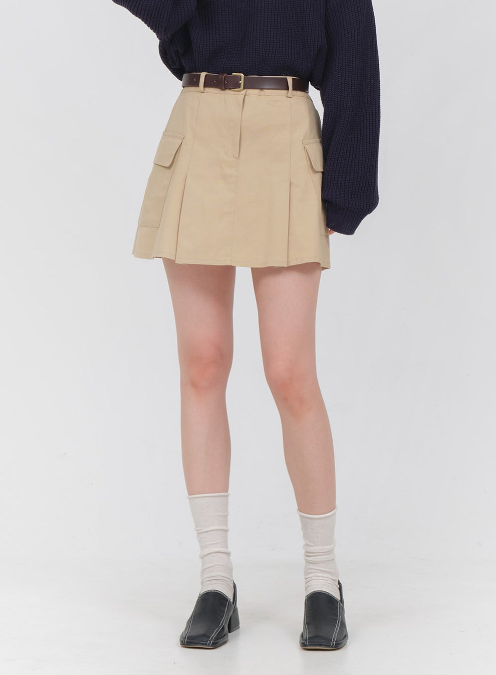 Double Pocket Pleated Mini Skirt OA01 - Lewkin