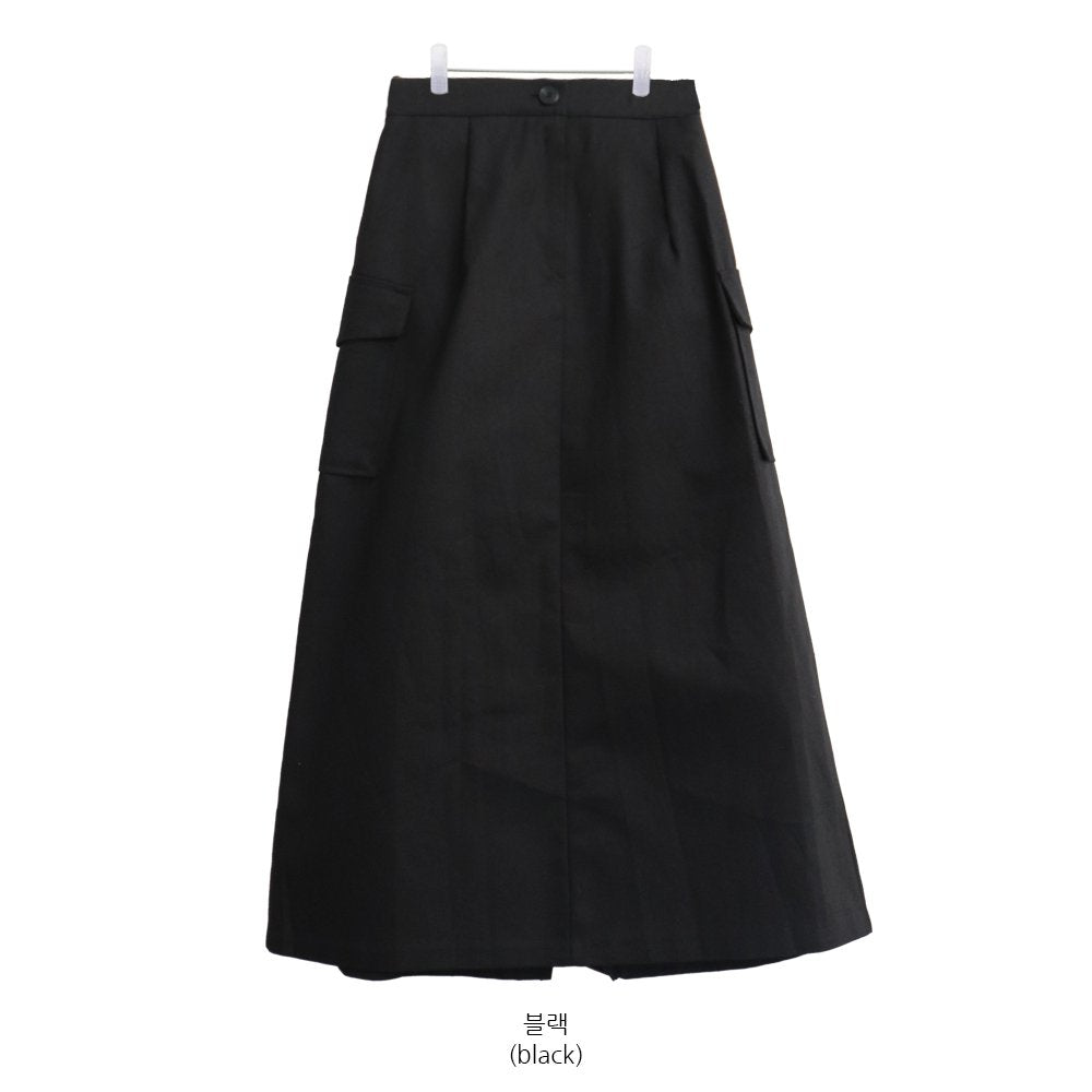 Simple High Waist Button Cargo Long Skirt CO05 - Lewkin