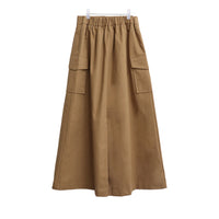 Simple High Waist Button Cargo Long Skirt CO05 - Lewkin