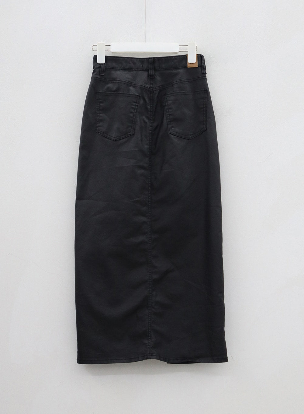 Faux Leather Front Slit Maxi Skirt BJ319