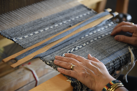 Cynthia Alberto weaving zero-waste material