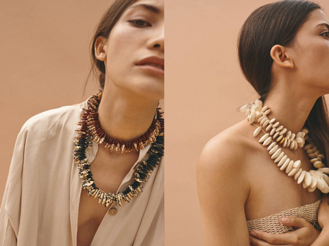 Examples of living art bean jewelry by Xandra Uribe