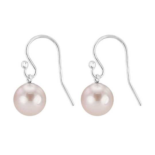 .925 Sterling Silver Fish Hook Clover Drop Earrings, with Pearl Accent,  Women, Girls, Unisex