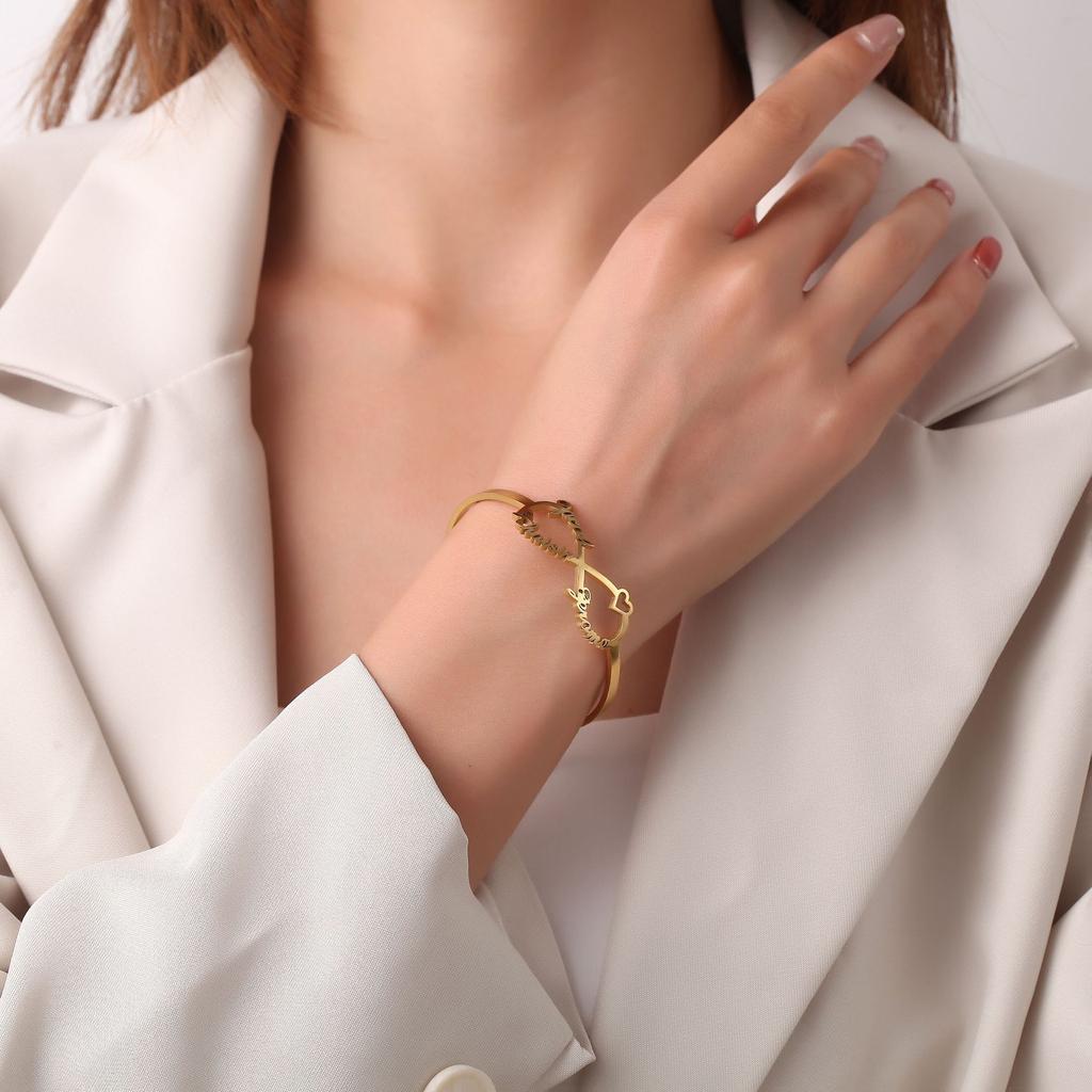 Gold Personalized Engraved Infinity Bracelet Woman