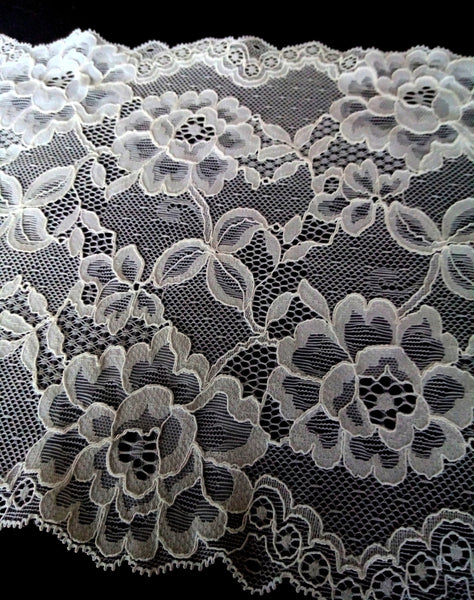 New 5.3 Yards Pure White Galloon Stretch Lingerie LACE 7.5 Extra Wide  Elegant Cute Unique Stunning Style Pretty Ribbons LACEAI01843