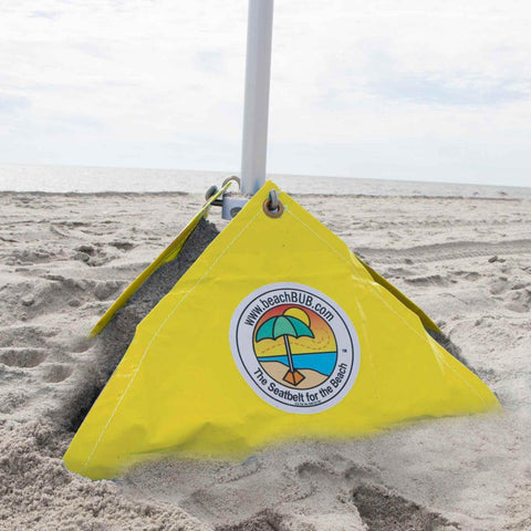 Anchored beach umbrella
