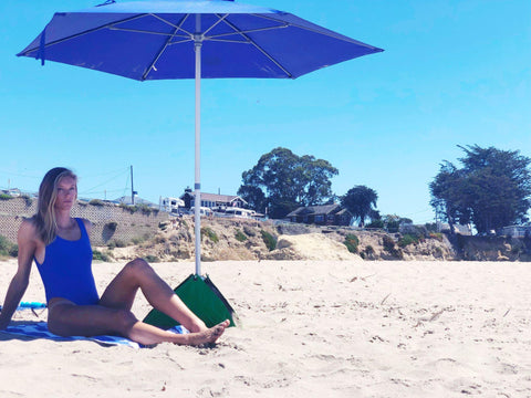 Blue beachBUB® All-In-One Beach Umbrella System.