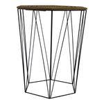 Hexagonal Side Table With Wire Base & Patterned Top
