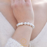 Bracelet en Howlite naturelle (perles de 8mm) , pierre blanche 