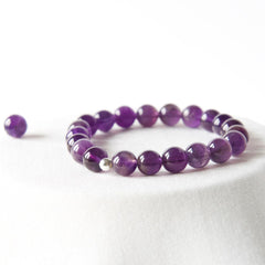 bracelet en améthyste - pierre naturelle - pierre semi-précieuse - améthyste naturelle - pierre violette - pierre mauve - lithothérapie