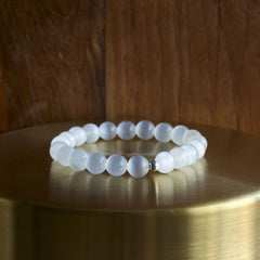 Bracelet en sélénite naturelle - bracelet en pierre semi-précieuse blanche 