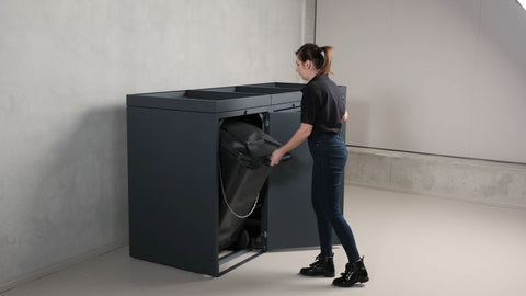 Coffre à poubelles, structure pour plantes, fonction de basculement Habillage de la poubelle