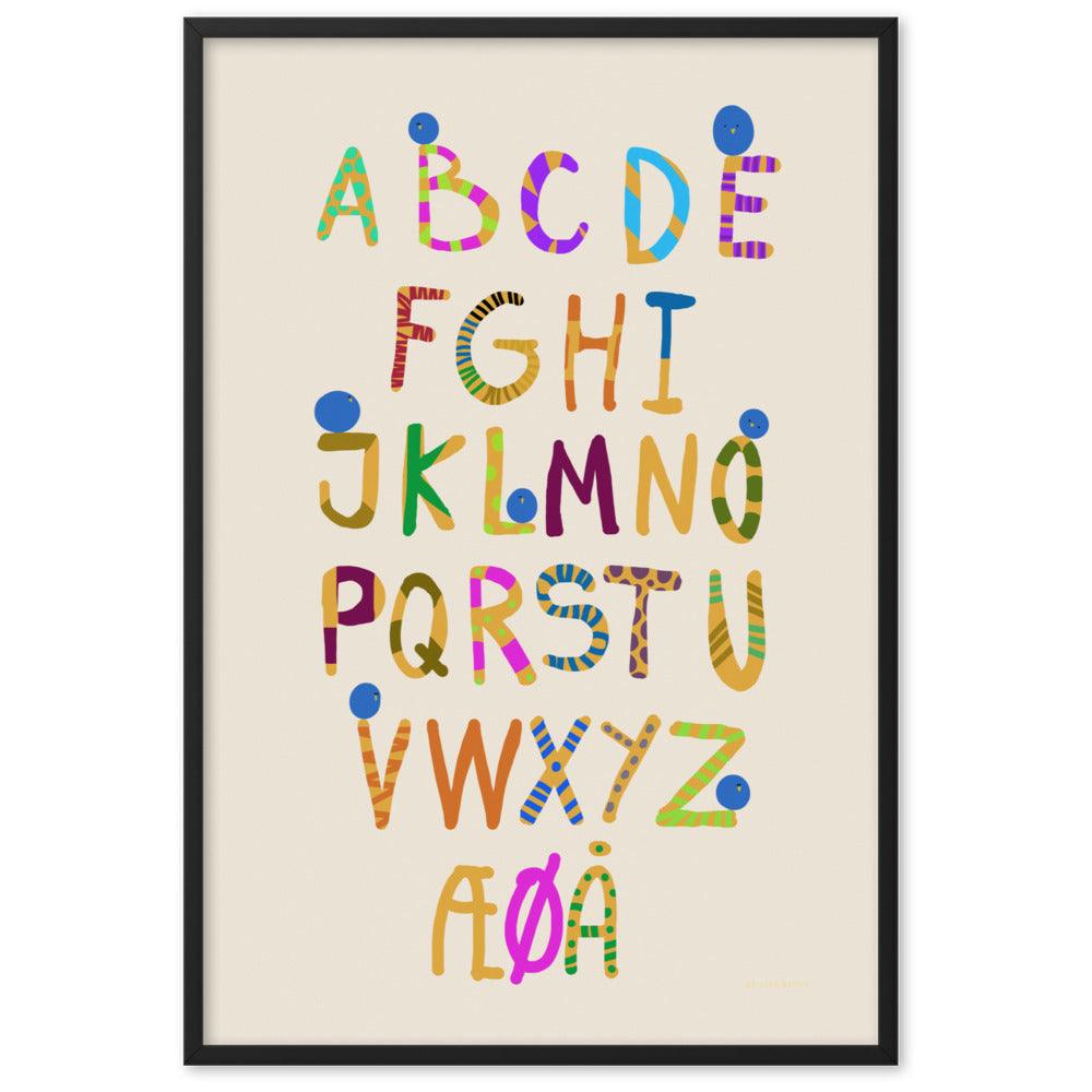 Fun Alphabet Framed Poster - Danish