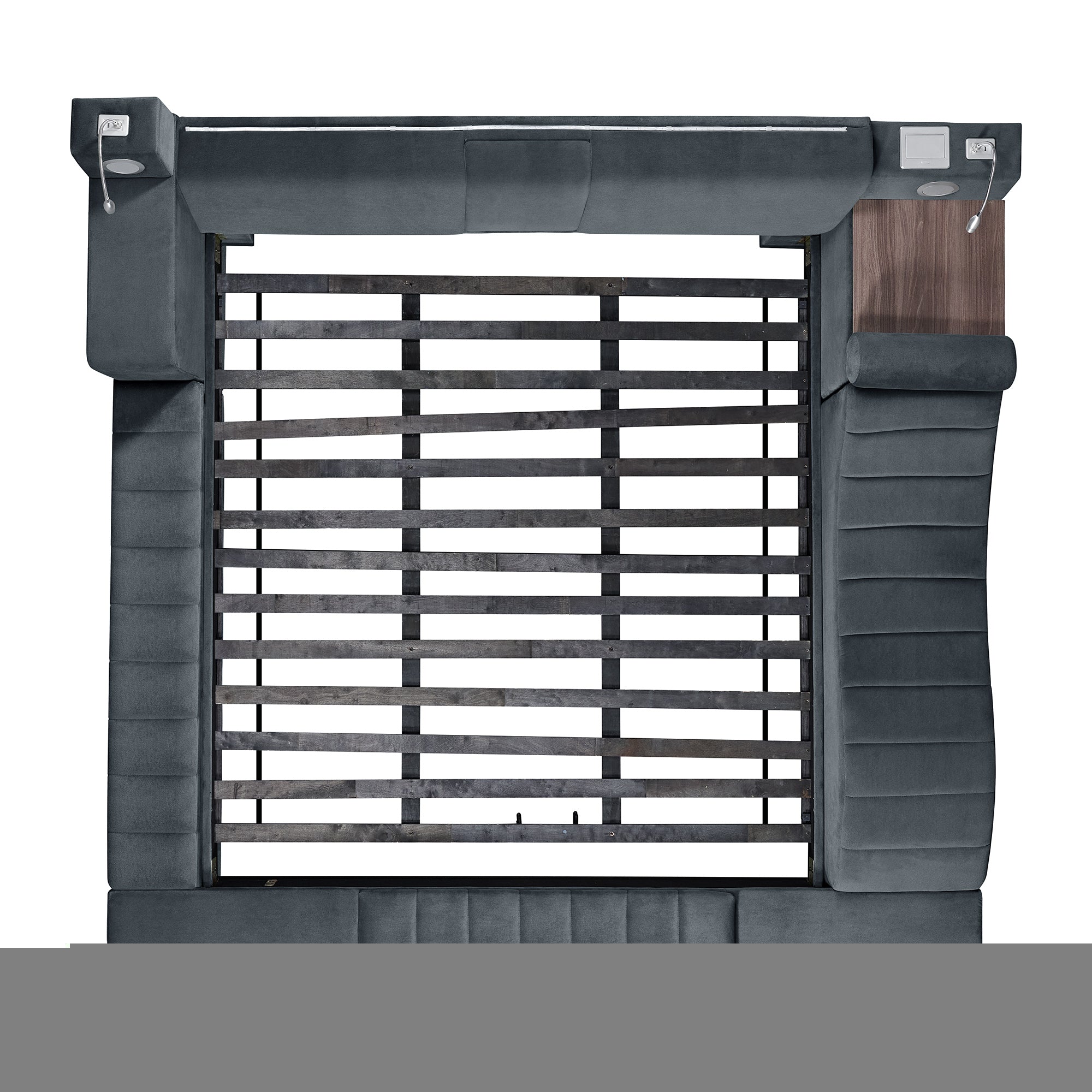 Grey Linen Ottawa King UPH Transformer Bed with Intriguing Electronic Features