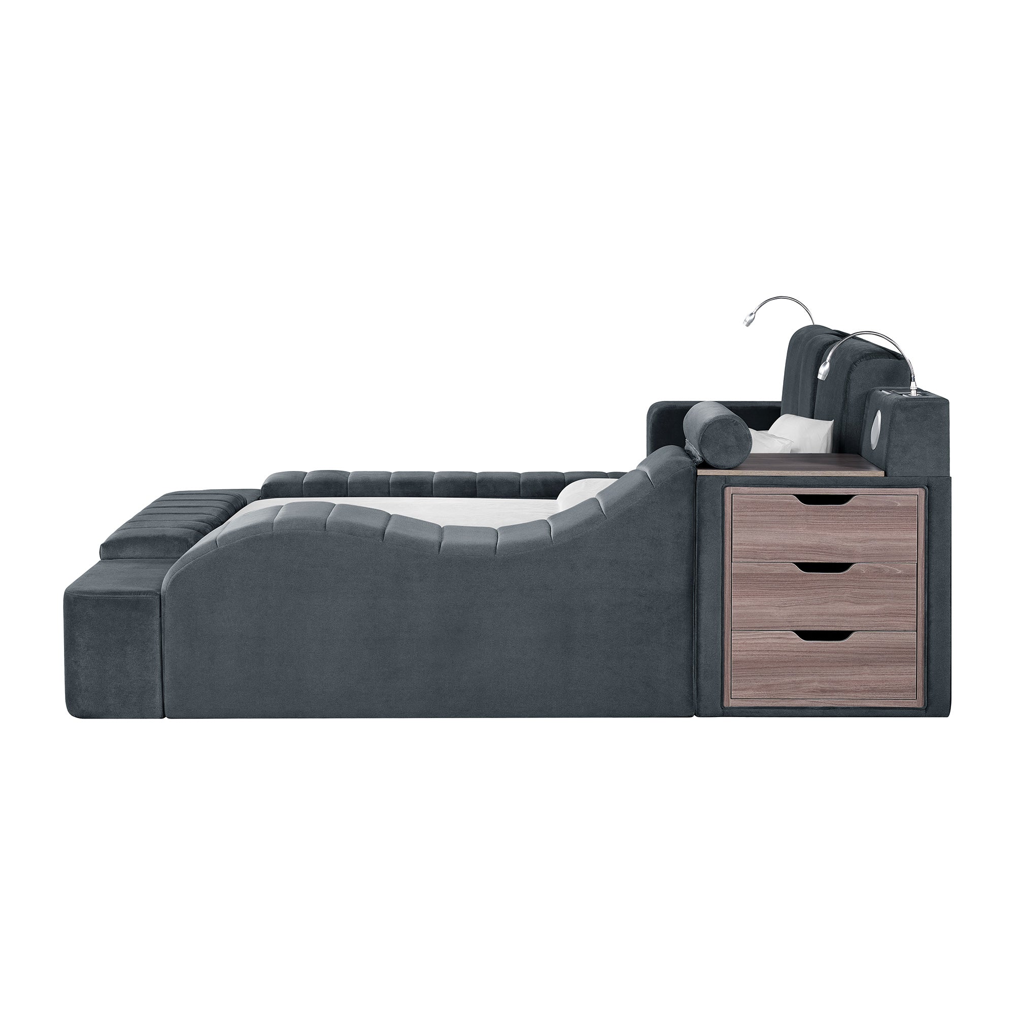 Grey Linen Ottawa Queen UPH Transformer Bed Boasting Electronic Features