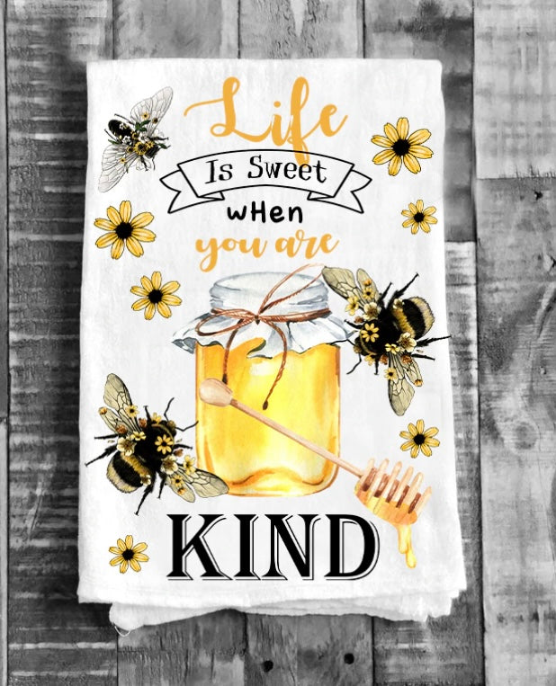 Bumble Bees Tea Towels X3 100% Cotton Decorative Kitchen Cooking