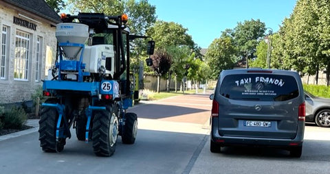 narrow tractor used for vines in Burgundy