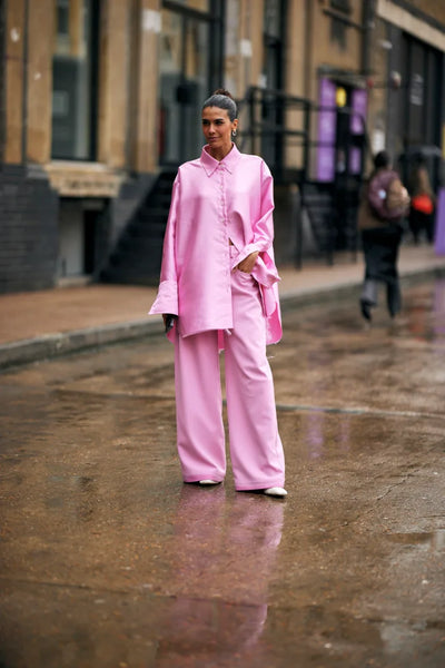 woman in pink outfit