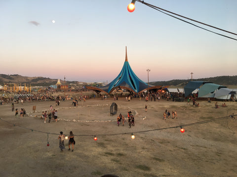 Aerial view of the stage at lightning in a bottle festival