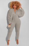 2021 Autumn and Winter Popular Casual Fashion Sexy Temperament New High Elastic Tight Fitting Solid Color Bat Sleeve Jumpsuit
