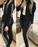 Set Woman 2 Pieces Trouser Suits Zipper Jacket Pants Tracksuit Women Patchwork Sportwear Casual Female Jogging Suit Plus Size XL