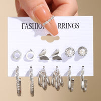 Geometric Gold Plated Metal Earrings Set For Women Punk Pearl Dangle Drop Earrings Trend Earrings Jewelry Gift